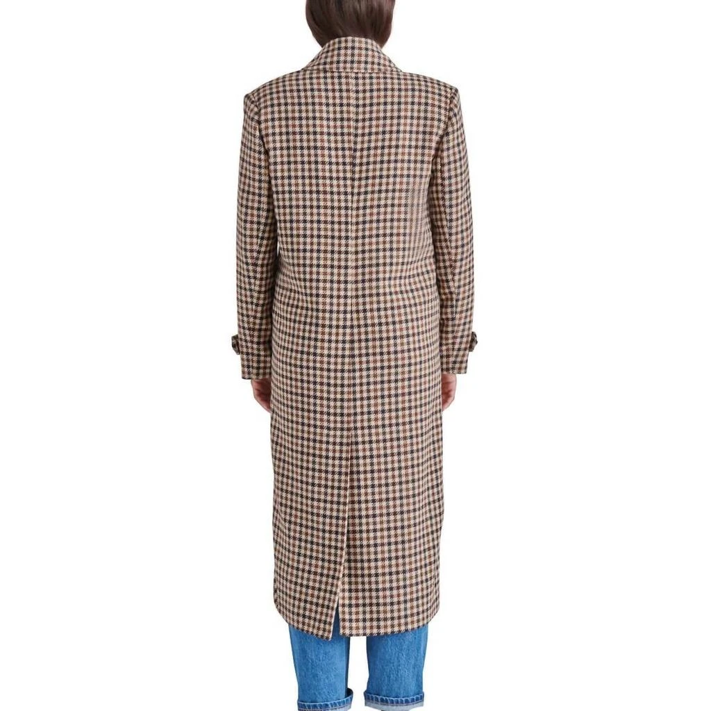 商品Steve Madden|Prince Double Breasted Long Coat In Brown Plaid,价格¥649,第5张图片详细描述
