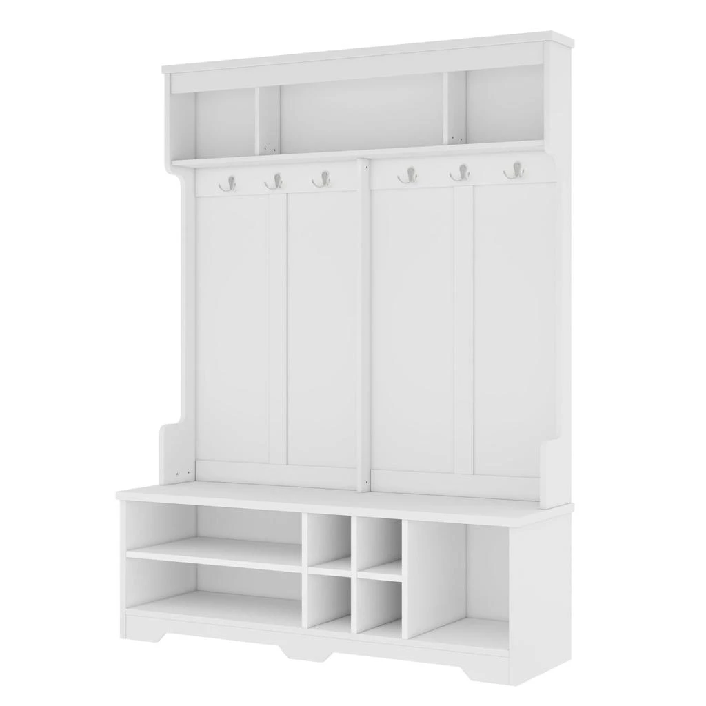 商品Streamdale Furniture|Streamdale Hall Tree Coat Rack Shoe Cubby Storage - White,价格¥2898,第4张图片详细描述