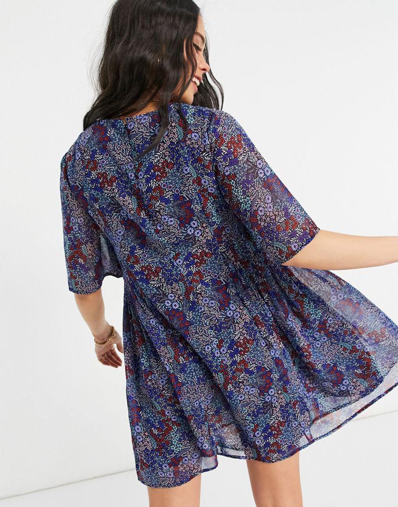 Tommy Jeans floral pleat dress in blue商品第2张图片规格展示