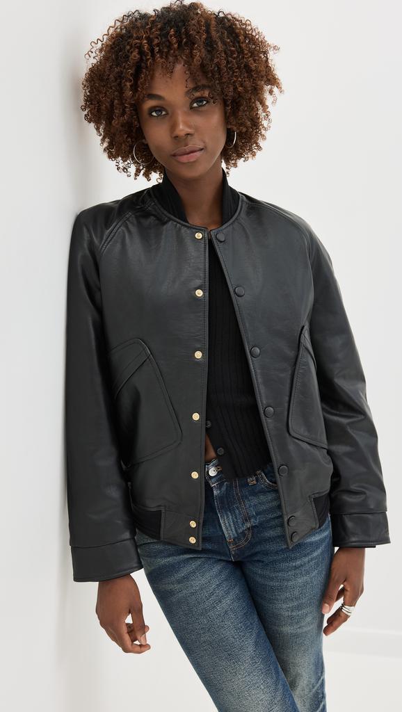 ジャケット VICTORIA BECKHAM Woman Jacket Black 1125WCT006129A 01 Victoria Beckham Leather Varsity Jacket - Jackets - Free