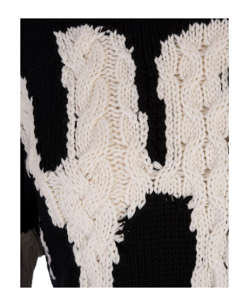 商品Alexander McQueen|Woman Mcqueen Graffiti Inlaid Sweater In Black And Ivory Wool,价格¥10525,第5张图片详细描述