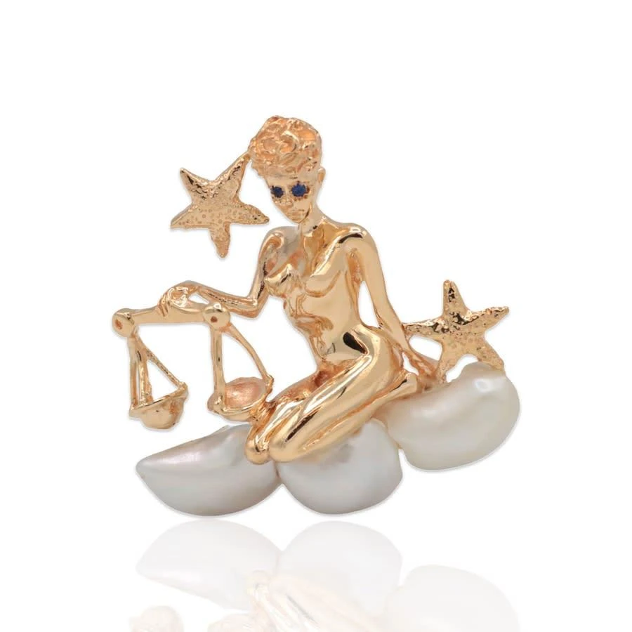 商品Estate Jewelry|Estate Jewelry 14K Yellow Gold Pearl Sapphire Brooch,价格¥21348,第1张图片