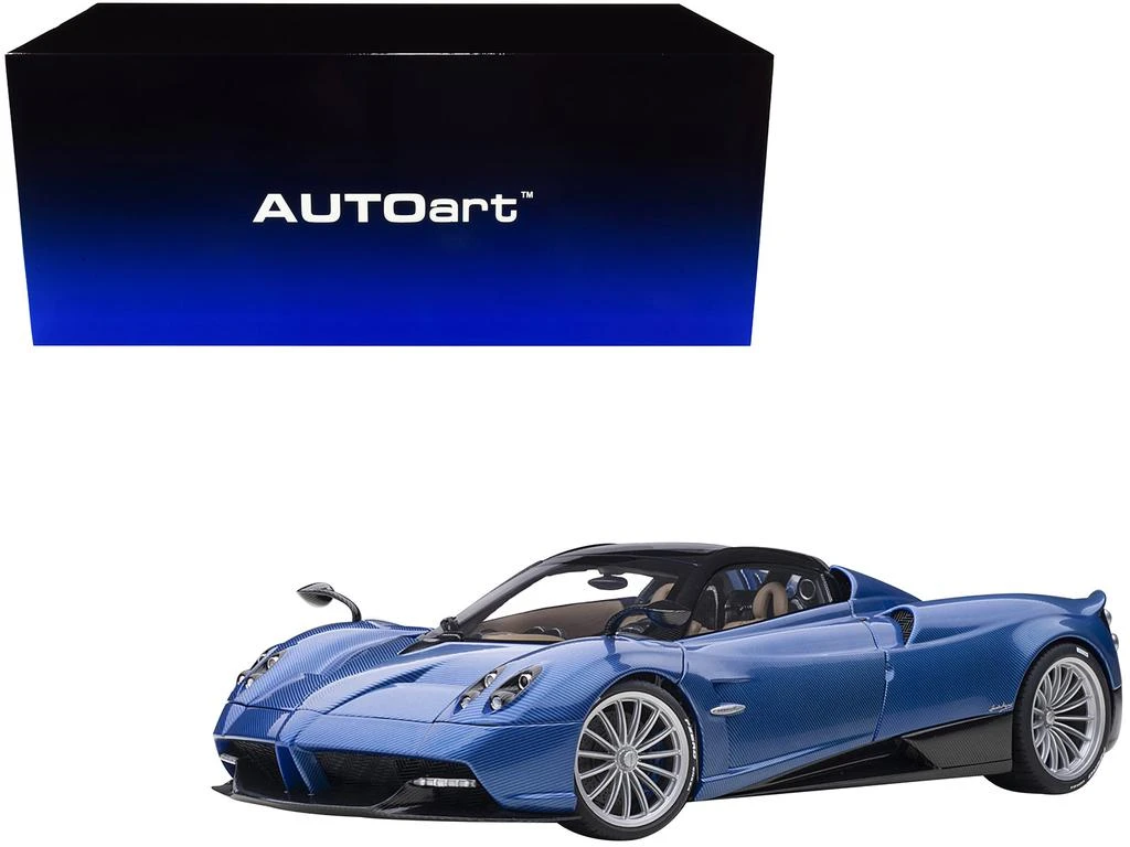 商品Diecast Model Autoart|Pagani Huayra Roadster Blue Tricolore Carbon Fiber with Black Top with Luggage Set 1/18 Model Car by Autoart,价格¥3985,第2张图片详细描述