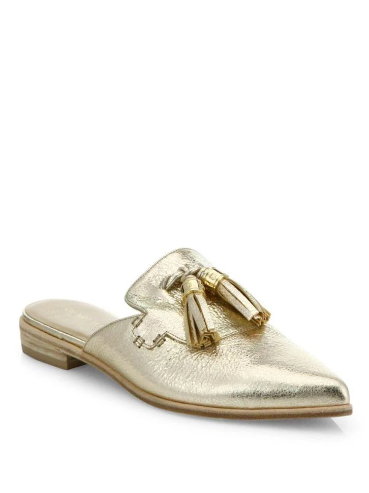 商品Stuart Weitzman|Slidealong Tasseled Metallic Leather Mules,价格¥1274,第1张图片