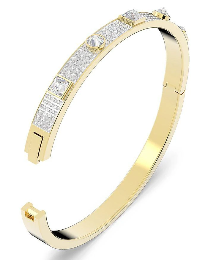 Thrilling Mixed Crystal Studded Pavé Deluxe Bangle Bracelet in Gold Tone 商品