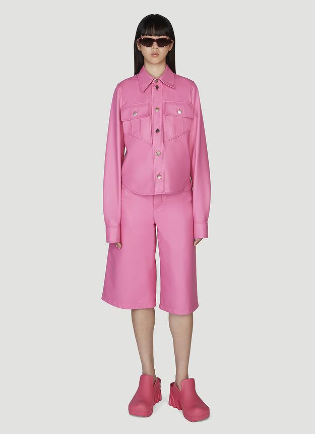 Semi-Plongé Leather Shirt in Pink商品第2张图片规格展示