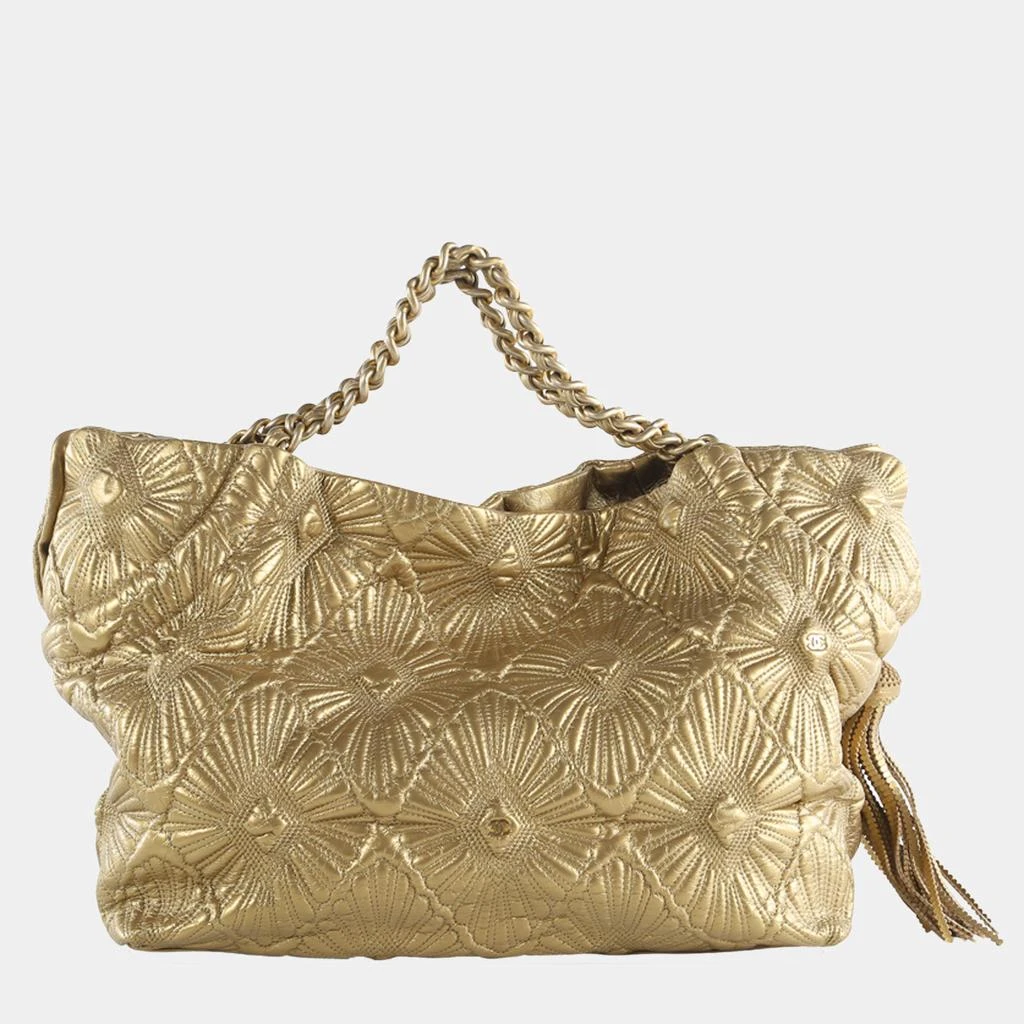 商品[二手商品] Chanel|Chanel Gold Calfskin Leather Embroidered Ca D'Oro Tote Bag,价格¥15361,第1张图片