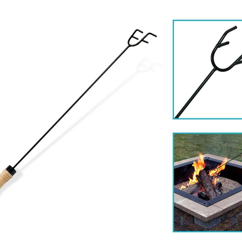 商品Sunnydaze Decor|Sunnydaze 26 in Steel Outdoor Fire Pit Poker with Hook and Wooden Handle,价格¥172,第2张图片详细描述