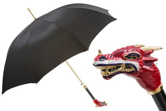 商品PASOTTI|Pasotti 葩莎帝 黑色伞面 红龙手柄 晴雨伞 ,价格¥5136,第1张图片