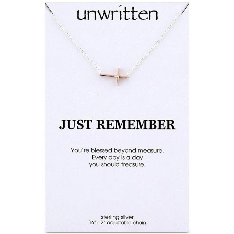 商品Unwritten|East West Cross Pendant Necklace in Sterling Silver & Rose Gold Flashed Sterling Silver,价格¥113,第2张图片详细描述