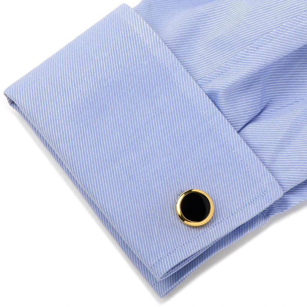 商品Cufflinks Inc.|Double Sided Gold Onyx Round Beveled Stud Set,价格¥1020,第3张图片详细描述