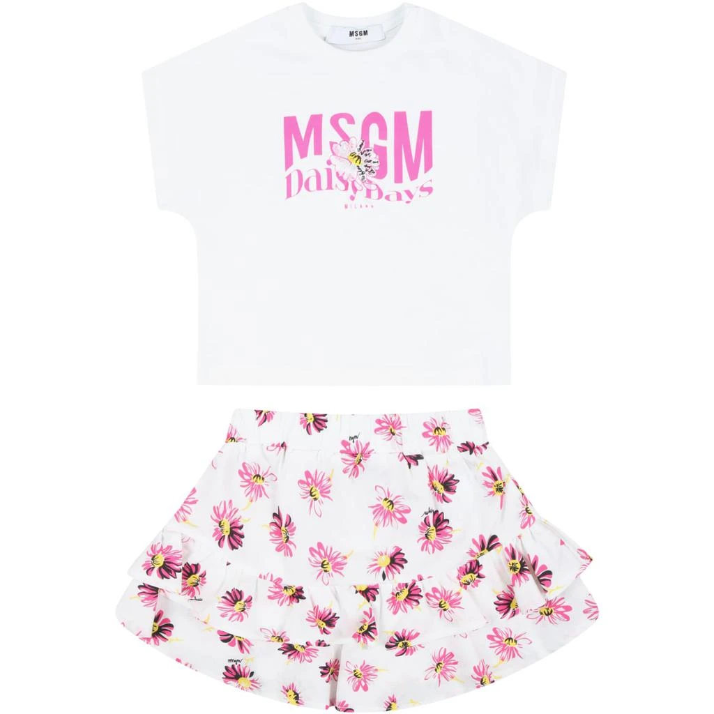 商品MSGM|MSGM White Set For Baby Girl Avec Logo,价格¥1087,第1张图片