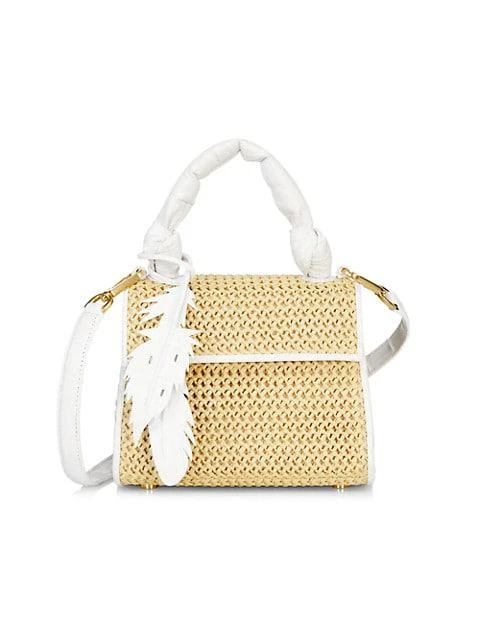 商品Nancy Gonzalez|Mini Lexi Raffia-Crocodile Knotted Handle Bag,价格¥5983,第1张图片