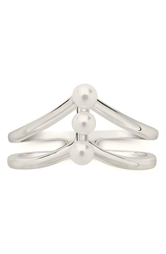 Sterling Silver Triple 3.5mm Freshwater Pearl Cutout Ring 商品