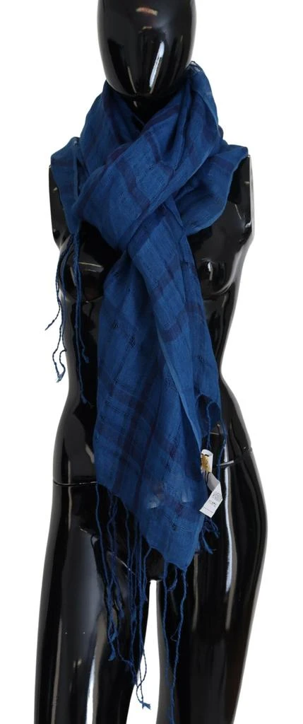 商品Costume National|Costume National Blue Linen Shawl Foulard Fringes Scarf,价格¥670,第1张图片