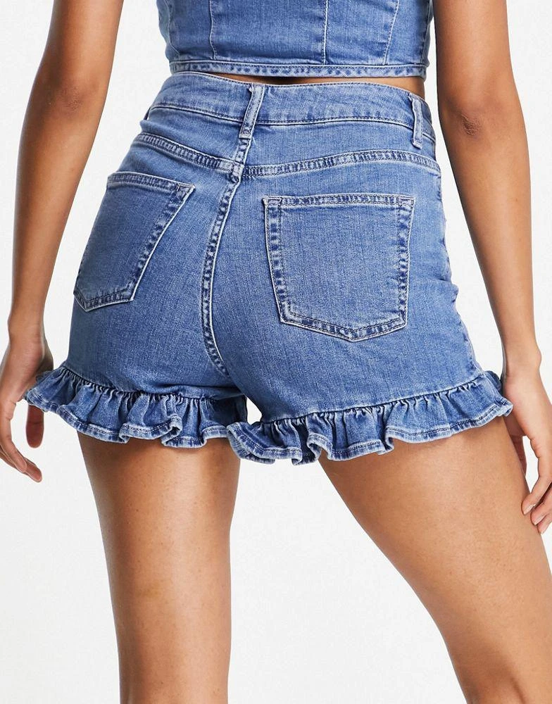 商品Topshop|Topshop self button co-ord denim short in mid blue,价格¥191,第4张图片详细描述