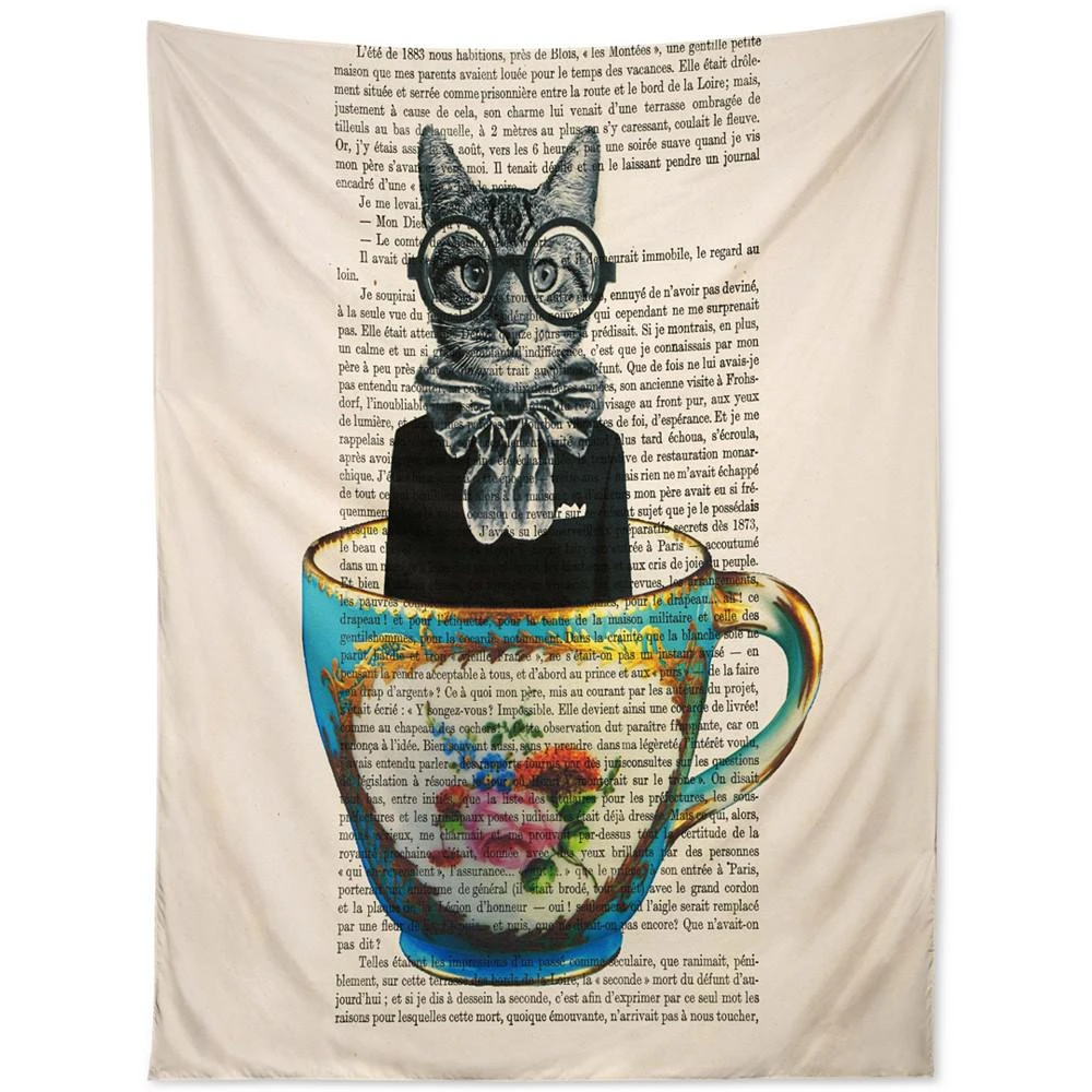 商品DENY Designs|Coco De Paris Cat In A Cup Tapestry,价格¥538,第1张图片