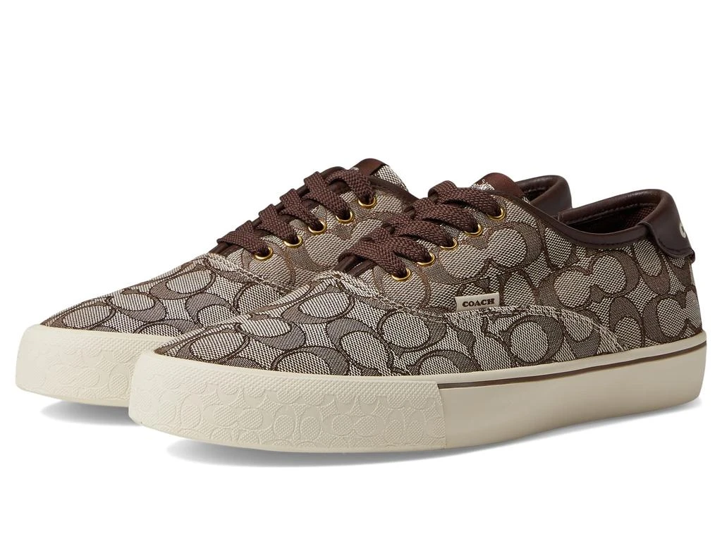 商品Coach|Signature Jacquard Leather Lace-Up Skate Sneaker,价格¥1249,第1张图片