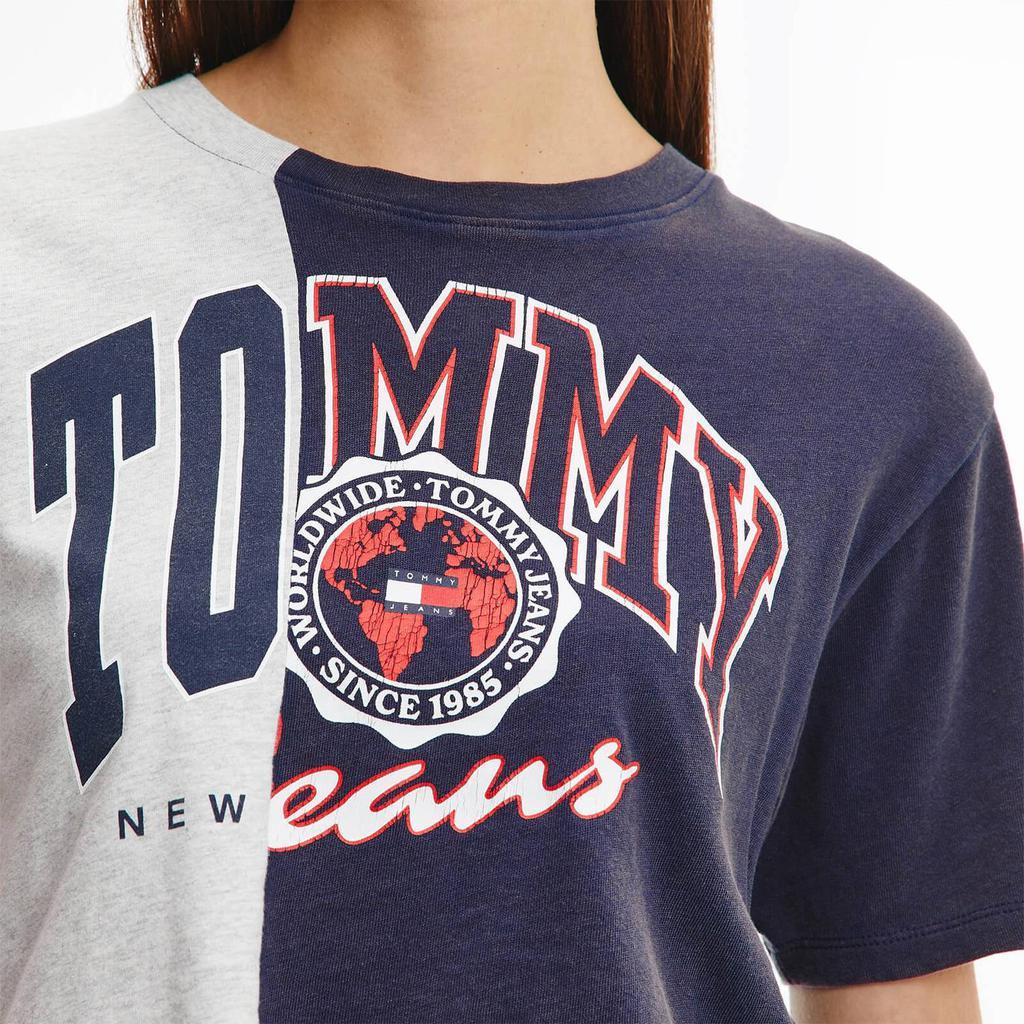 商品Tommy Jeans|Tommy Jeans Women's Tjw Crop College Splicing T-Shirt - Twilight Navy/Multi,价格¥172,第5张图片详细描述