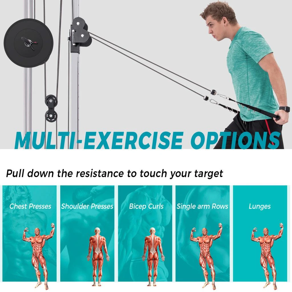 商品Simplie Fun|Lat Pulldown Machine Home Gym Fitness Silver,价格¥4126,第4张图片详细描述