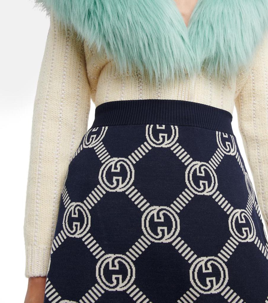 GG reversible wool-blend midi skirt商品第4张图片规格展示
