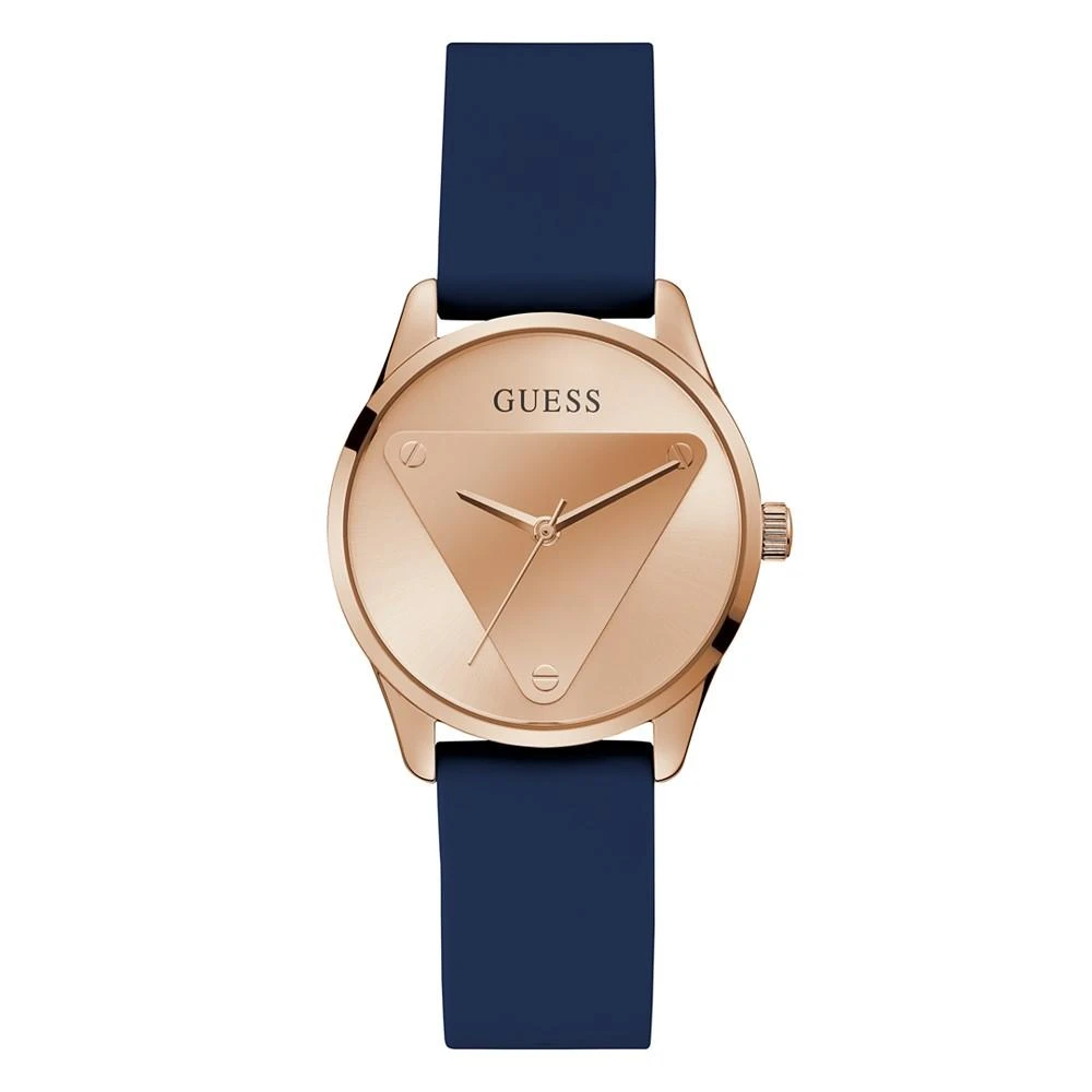 商品GUESS|Women's Quartz Logo Blue Silicone Strap Watch 36mm,价格¥564,第1张图片