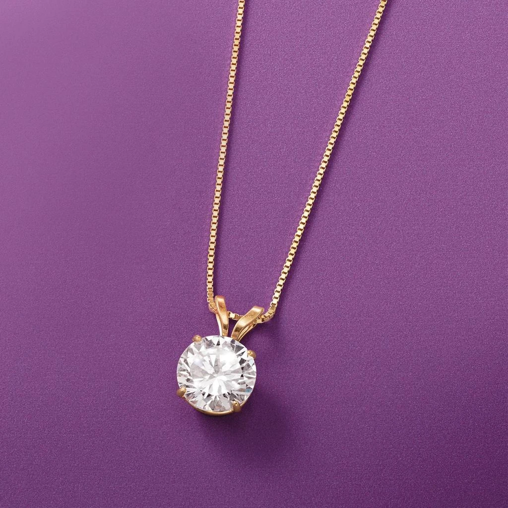 商品Ross-Simons|Ross-Simons CZ Solitaire Necklace in 14kt Yellow Gold,价格¥1343,第2张图片详细描述