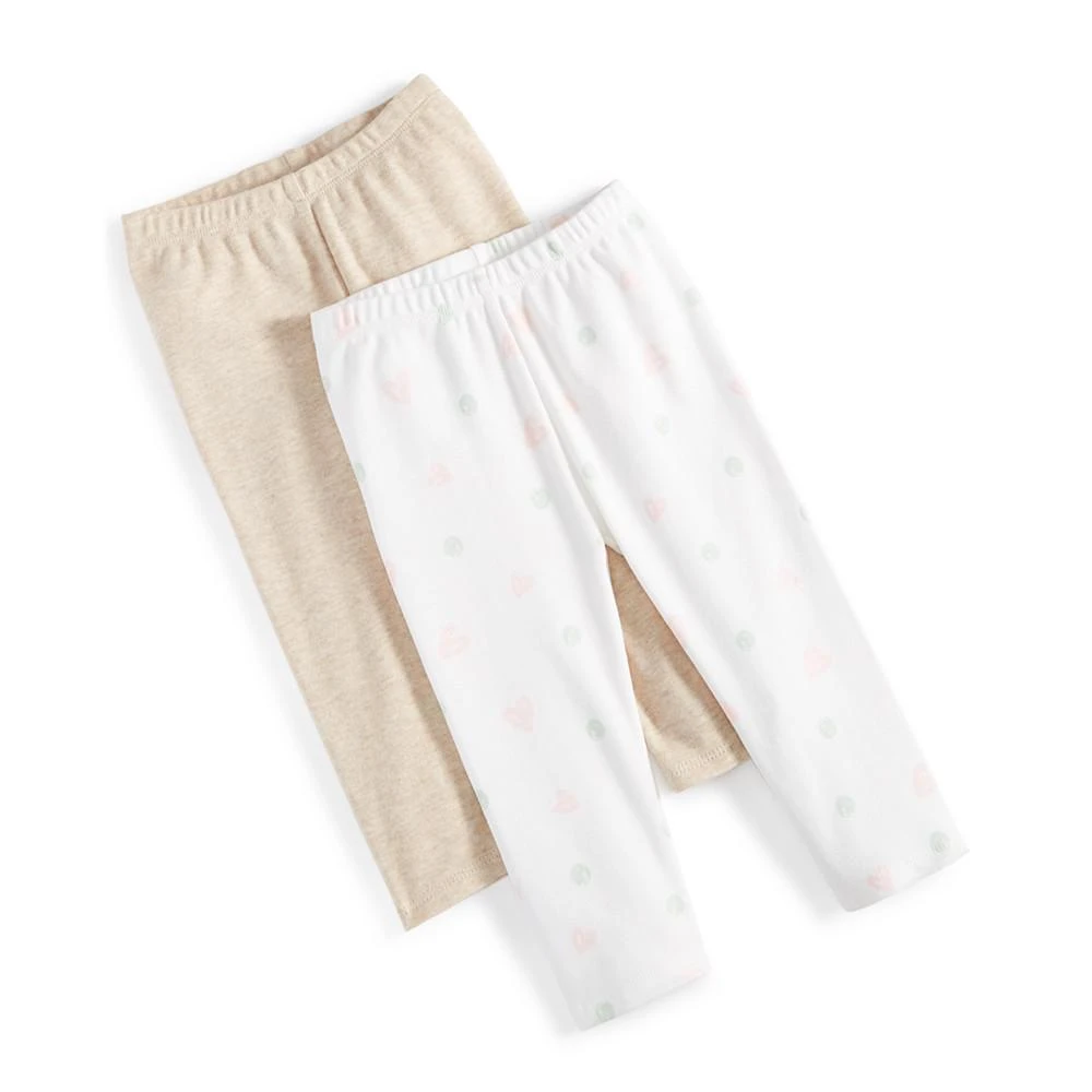 商品First Impressions|Baby Girls Uptown Heart Cotton Leggings, Pack of 2, Created for Macy's,价格¥59,第1张图片