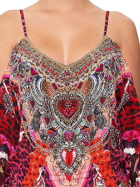 Printed Silk Cold-Shoulder Romper商品第7张图片规格展示