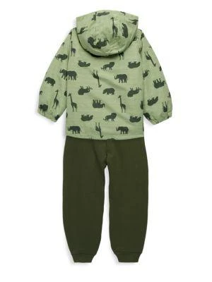 商品Little Me|Little Boy's 3-Piece Animal-Print Hooded Jacket, Striped T-Shirt & Joggers Set,价格¥203,第2张图片详细描述