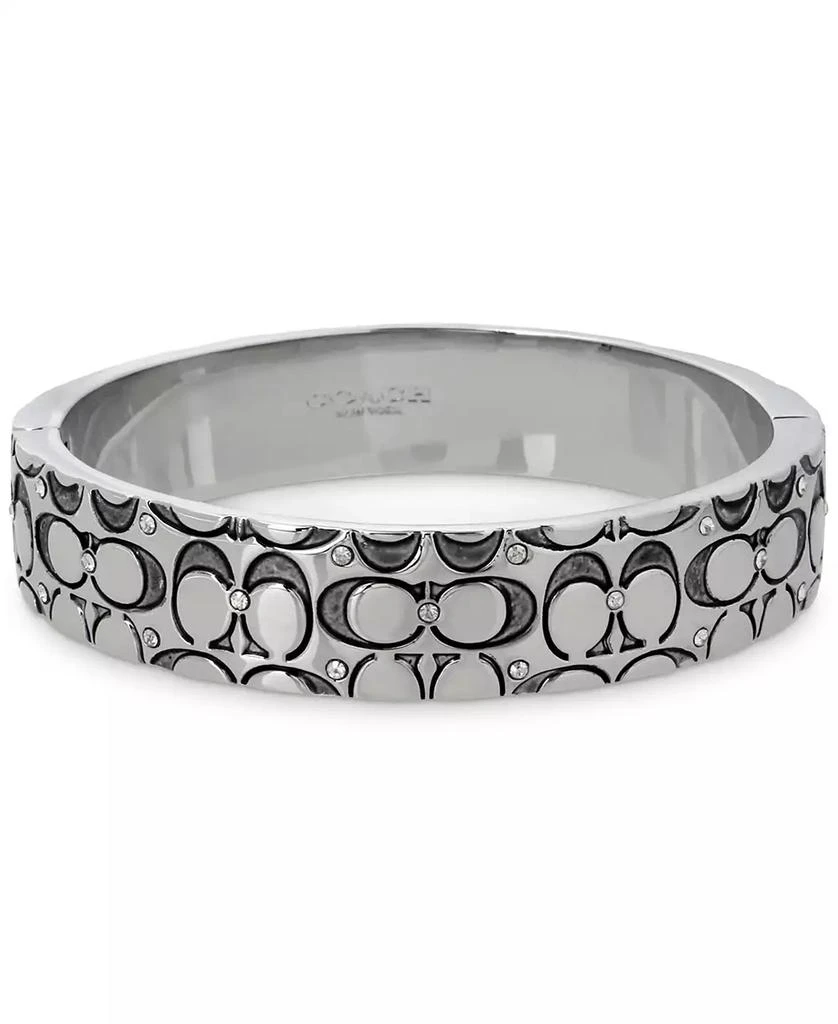 商品Coach|Silver-Tone Crystal Quilted C Bangle Bracelet,价格¥1090,第1张图片