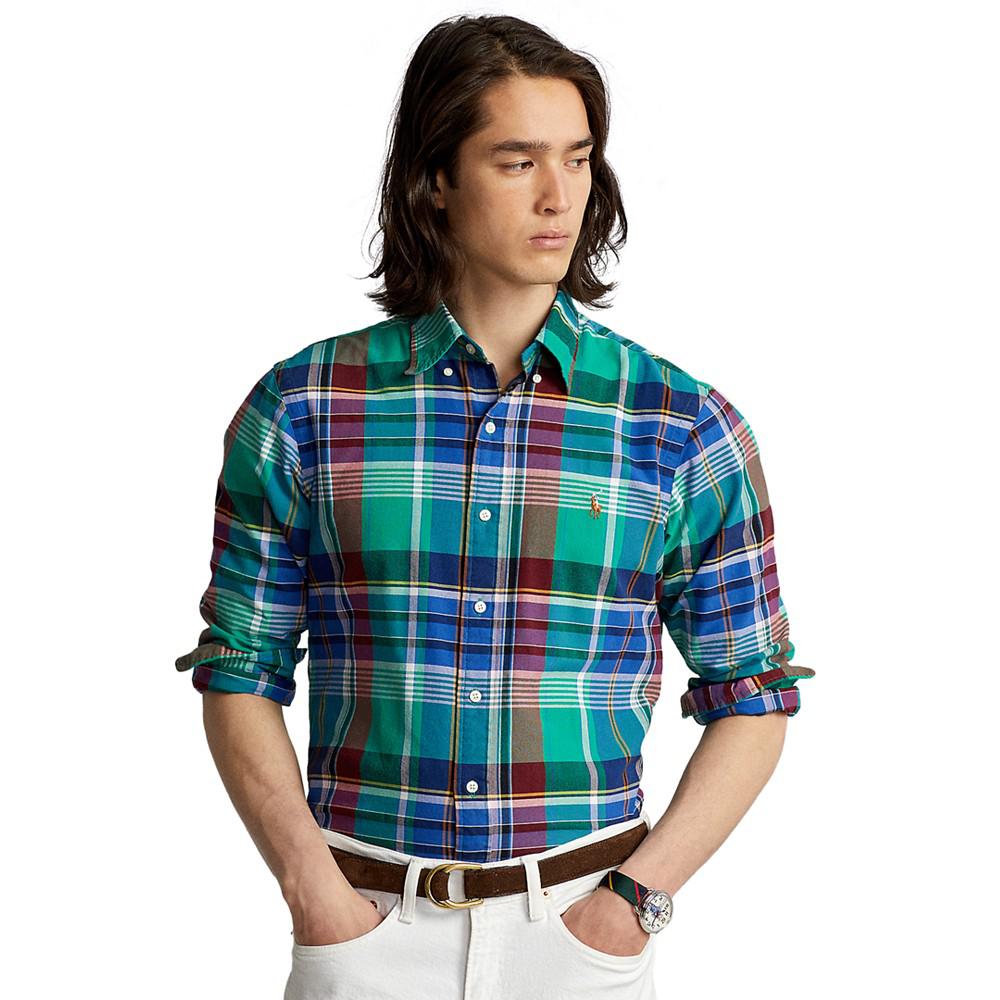 Men's Classic-Fit Plaid Oxford Shirt商品第1张图片规格展示