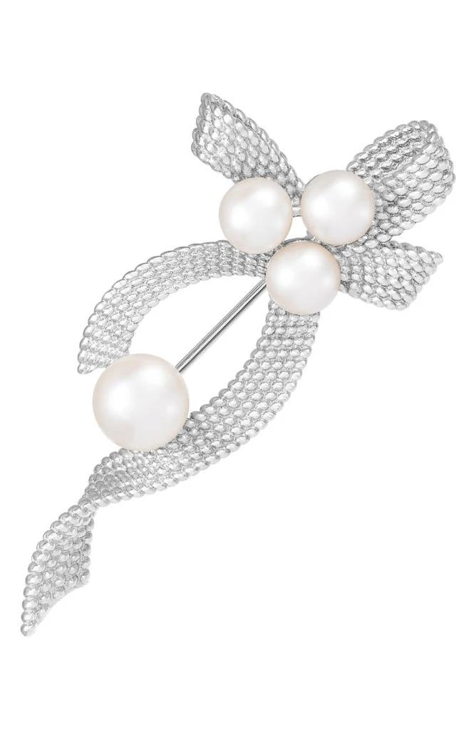 商品Splendid Pearls|Rhodium Plated Sterling Silver 8-8.5mm Cultured Freshwater Pearl Brooch,价格¥478,第1张图片