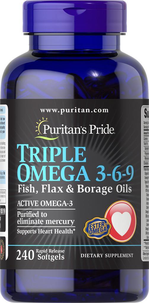 商品Puritan's Pride|Triple Omega 3-6-9  3,000 mg 240 count,价格¥296-¥591,第1张图片