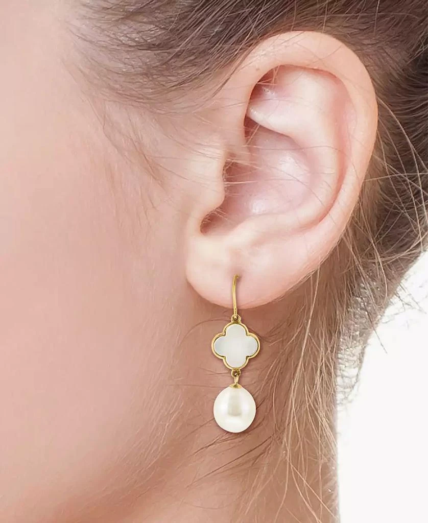 商品Effy|EFFY® Mother-of-Pearl & Freshwater Pearl (9-1/2mm) Drop Earrings in 14k Gold,价格¥10683,第2张图片详细描述