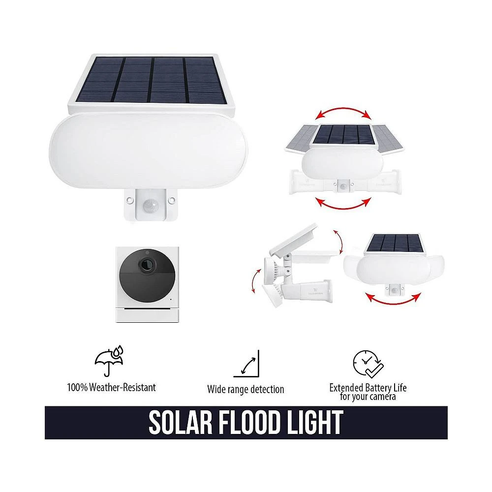 商品Wasserstein|2-in-1 Floodlight and Solar Panel Charger for Wyze Cam Outdoor (White) (Outdoor Security Camera NOT Included),价格¥449,第3张图片详细描述
