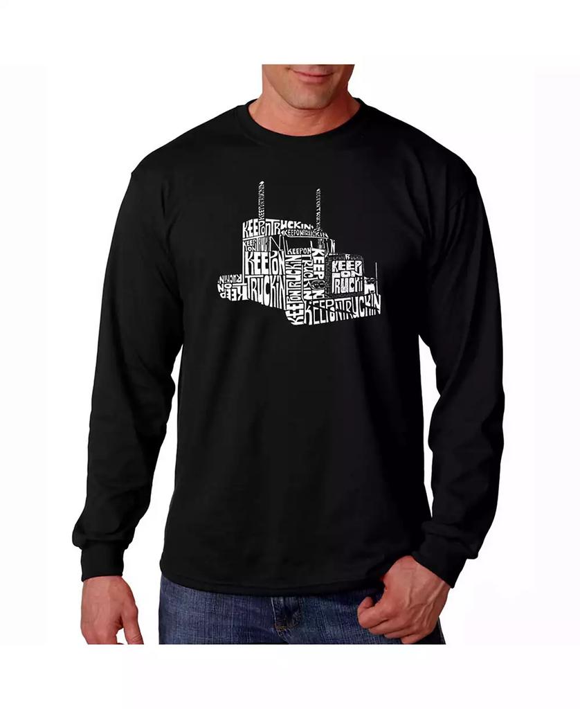 T-shirt de manga comprida para homem com estampa de palavras - Continue na estrada image 2