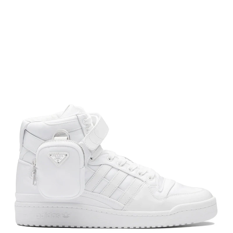 商品Prada|【预售3-7天】普拉达 22年早春新款 ADIDAS联名系列 男女同款白色哑光皮革和再生尼龙高帮运动鞋2TG193_3LJX_F01CD,价格¥7382,第1张图片