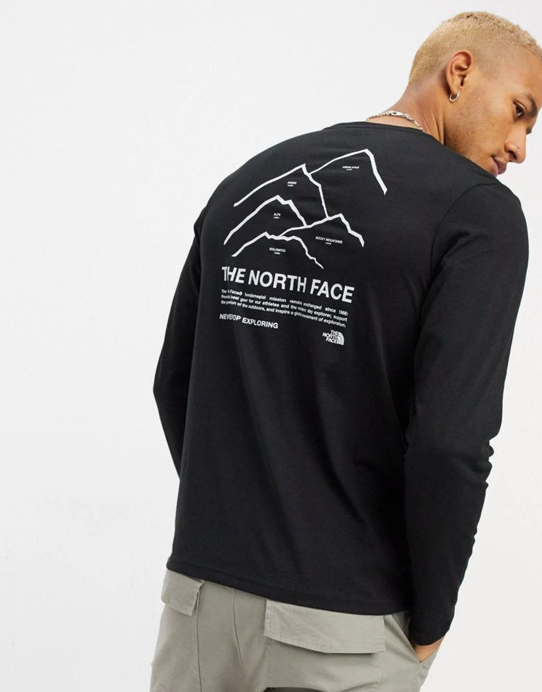 商品The North Face|The North Face Peaks long sleeve t-shirt in black Exclusive at ASOS,价格¥321,第3张图片详细描述