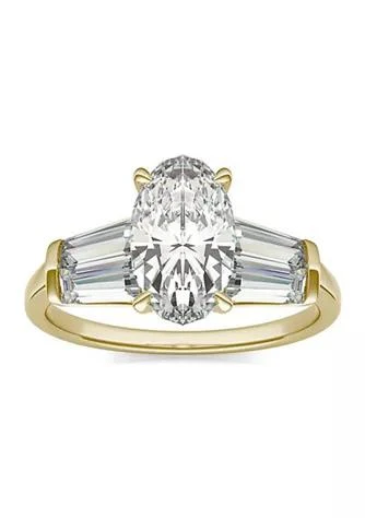商品Charles & Colvard|Colvard Charles Colvard 3.46 Ct. T.w. Lab Created Elongated Oval Moissanite Five Stone Engagement Ring In 14K Gold,价格¥10953,第1张图片
