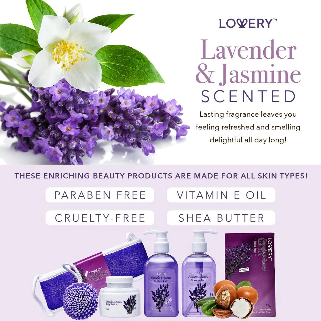 商品Lovery|Lavender Jasmine Pampering Spa Basket 8-Piece Set,价格¥296,第3张图片详细描述