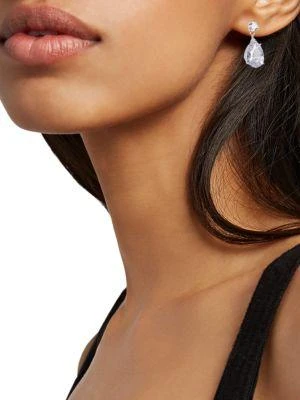 商品Kenneth Jay Lane|Look of Real Rhodium Plated & Crystal Drop Earrings,价格¥336,第2张图片详细描述