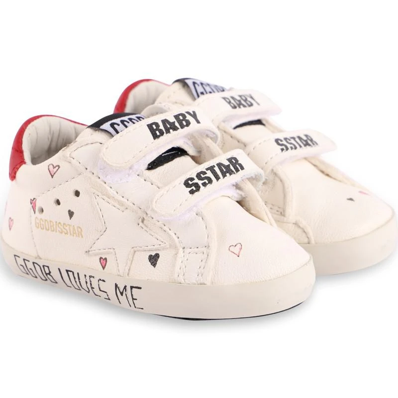 商品Golden Goose|Love hearts logo leather sneakers in white,价格¥1925,第1张图片