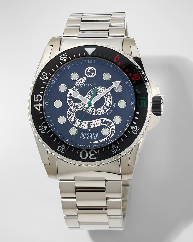 Men's Dive King Snake Stainless Steel Watch with Bracelet商品第1张图片规格展示