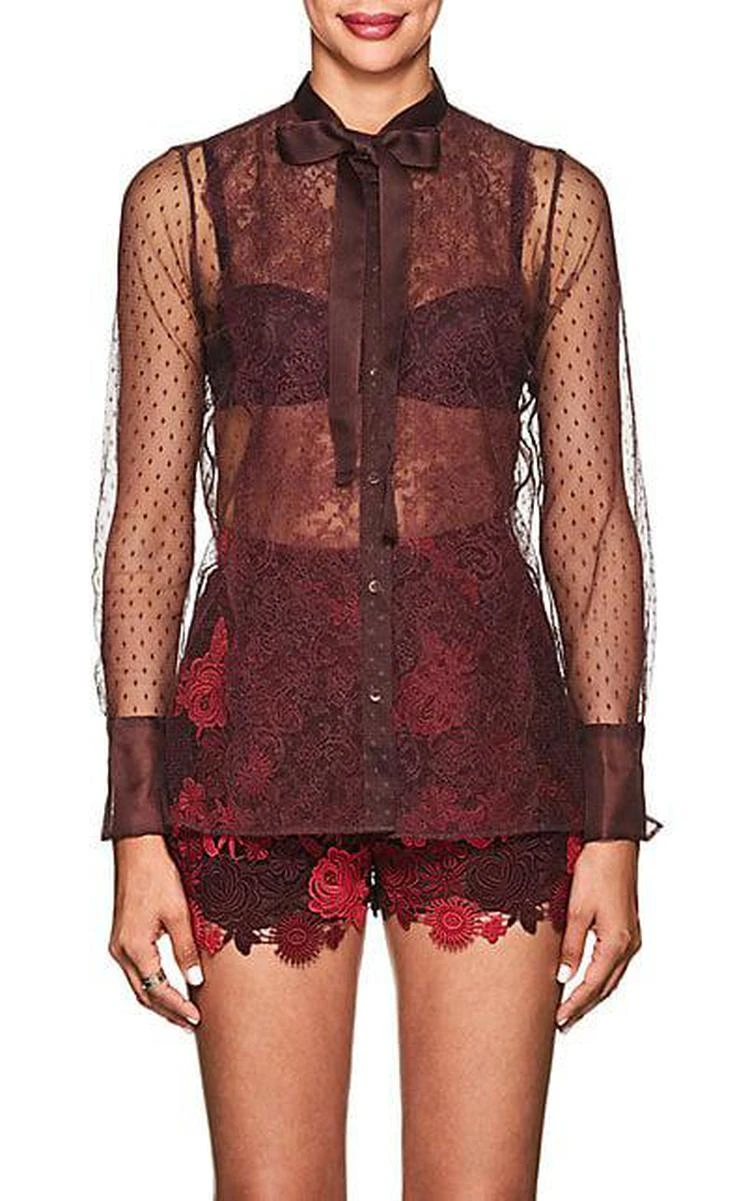 商品Valentino|Sheer Swiss Dot Blouse,价格¥3848,第4张图片详细描述