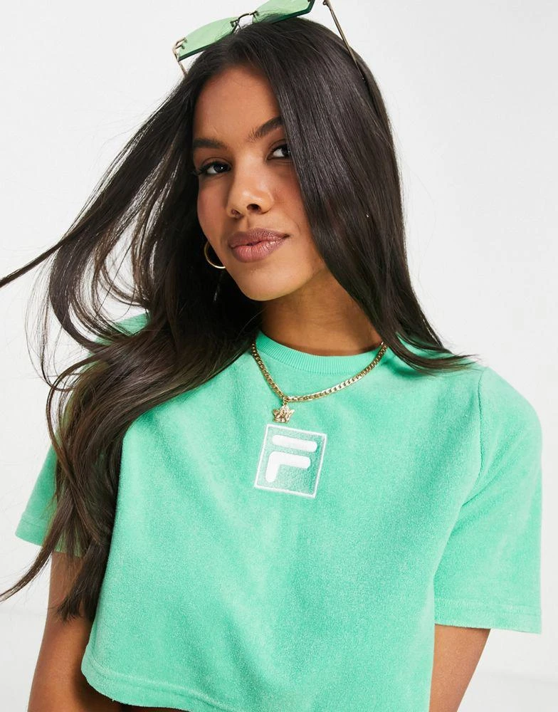 商品Fila|Fila towelling cropped t-shirt in green,价格¥116,第3张图片详细描述