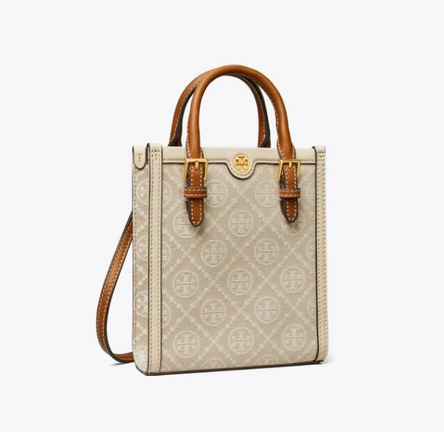 托里·伯奇TORY BURCH 女士老花刺绣织物配皮托特包斜挎包  商品