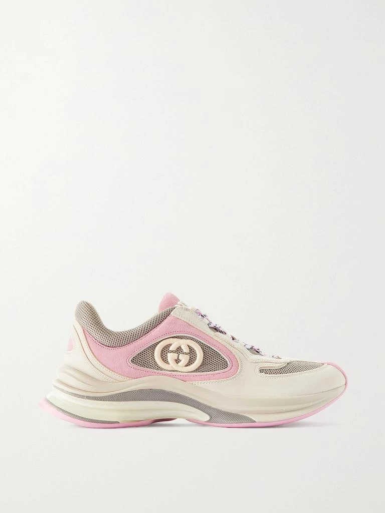 商品Gucci|Run 皮革绒面革边饰网眼运动鞋  - IT40,价格¥8914,第1张图片