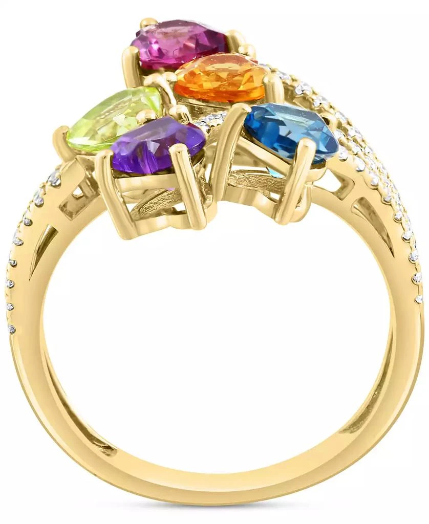 商品Effy|EFFY® Multi Gemstone (2-1/3 ct. t.w.) & Diamond (1/4 ct. t.w.) Heart Statement Ring in 14k Gold,价格¥7722,第3张图片详细描述