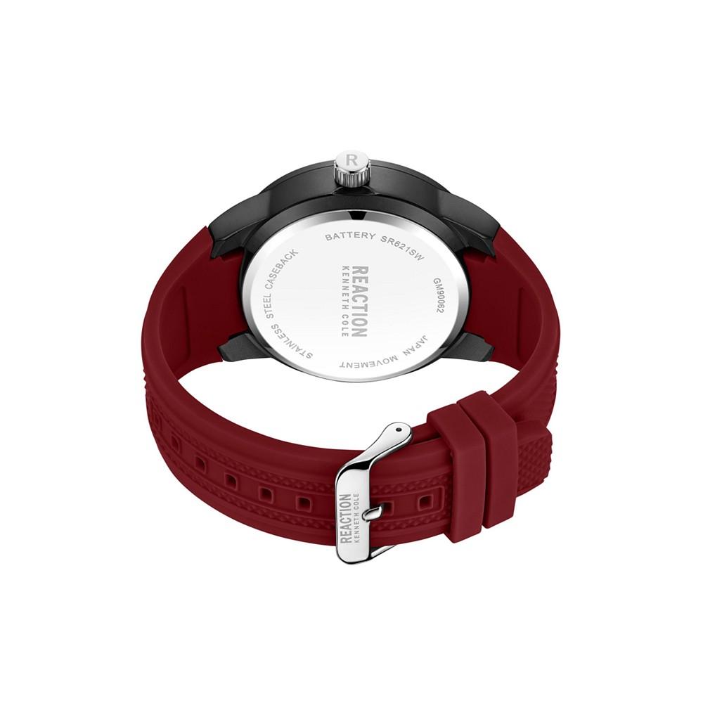 Men's Sporty Three Hand Red Silicon Strap Watch, 49mm商品第3张图片规格展示